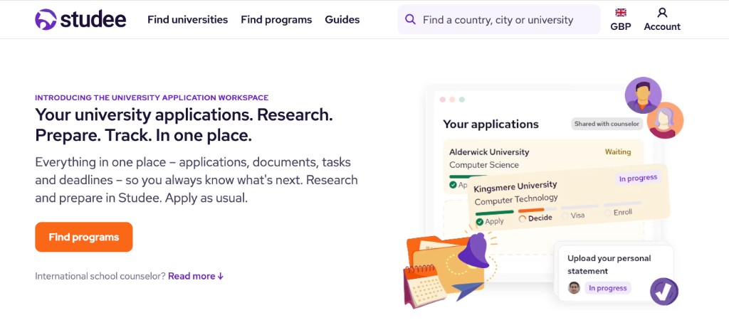 Studee university application workspace website